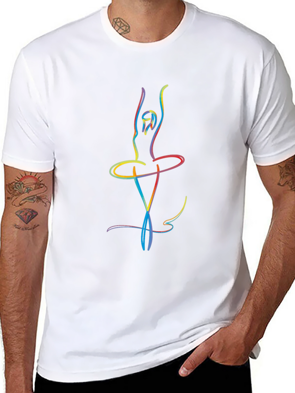 Ballerina Sketch Mens Black T-Shirt