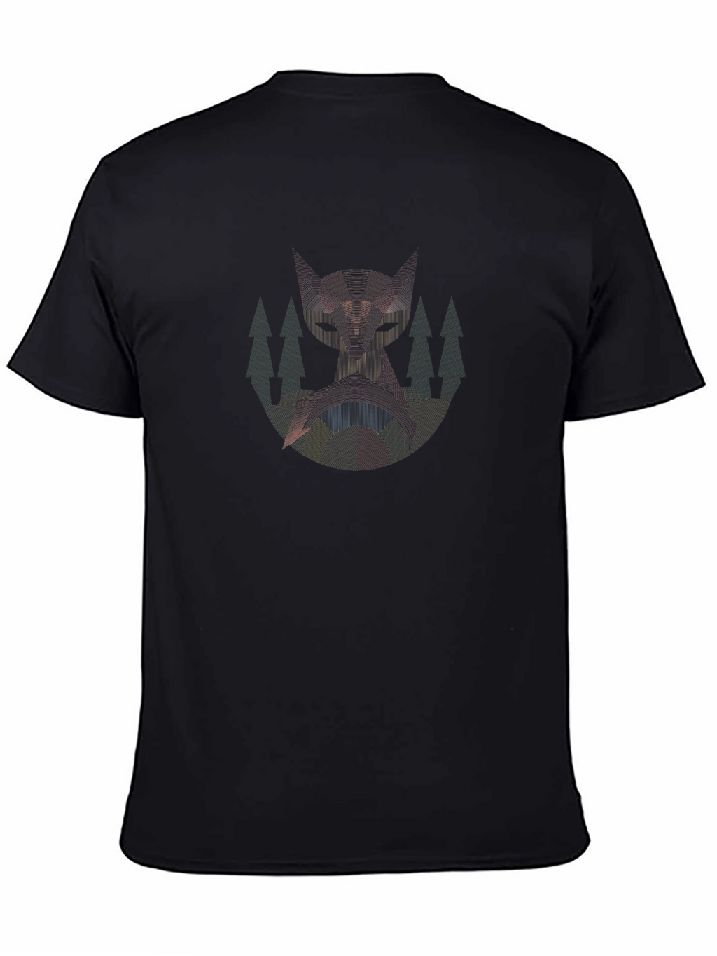Geometric Cat Graphic Black T-Shirt