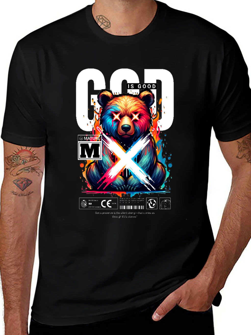God Is Good Bear Graphic Tee - Trendy Streetwear