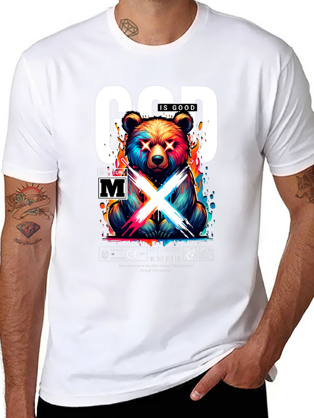 God Is Good Bear Graphic Tee - Trendy Streetwear