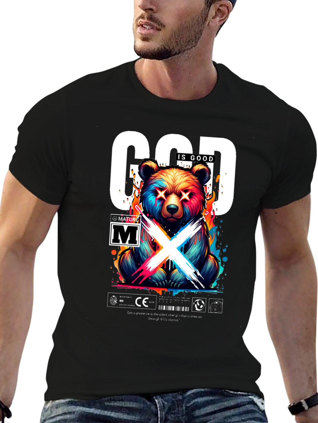 God Is Good Bear Graphic Tee - Trendy Streetwear