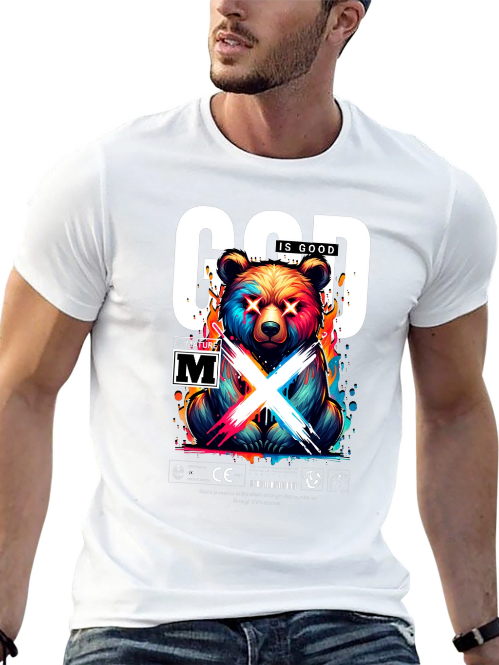 God Is Good Bear Graphic Tee - Trendy Streetwear