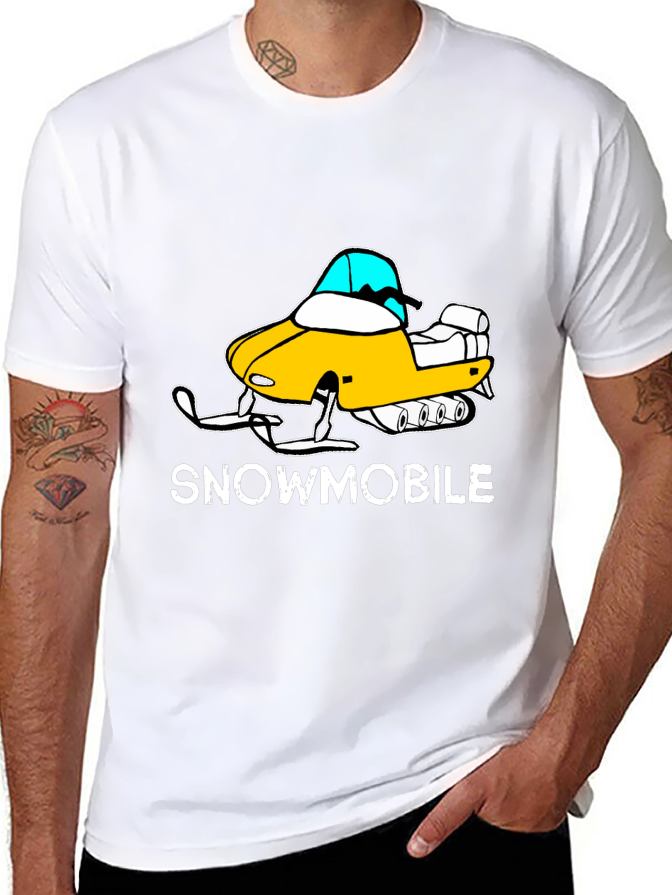 Snowmobile Graphic T-Shirt - Black Cotton Tee