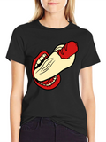 Humorous Hot Dog Bite Black T-Shirt