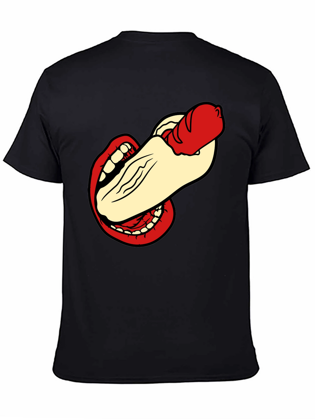 Humorous Hot Dog Bite Black T-Shirt