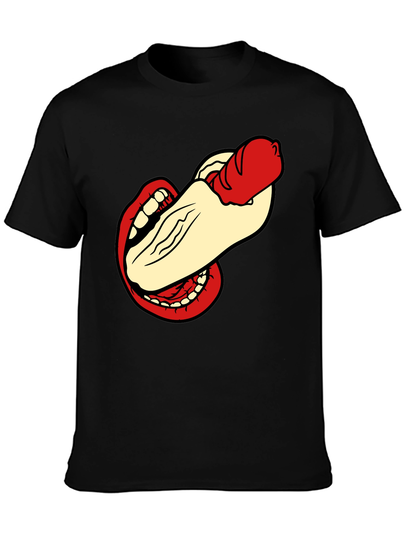 Humorous Hot Dog Bite Black T-Shirt