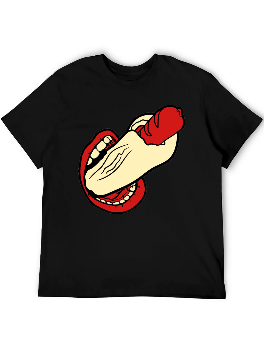 Humorous Hot Dog Bite Black T-Shirt