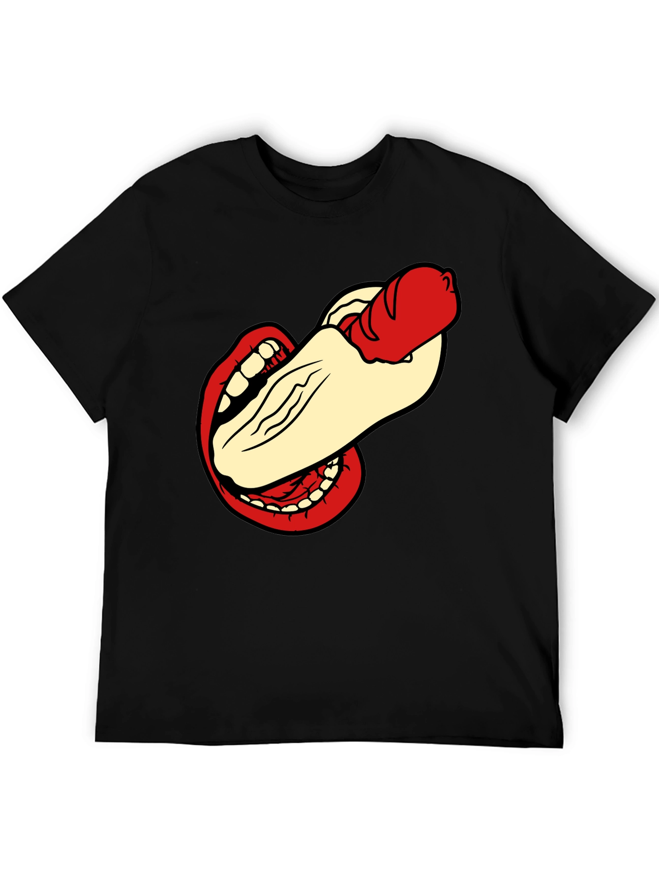Humorous Hot Dog Bite Black T-Shirt