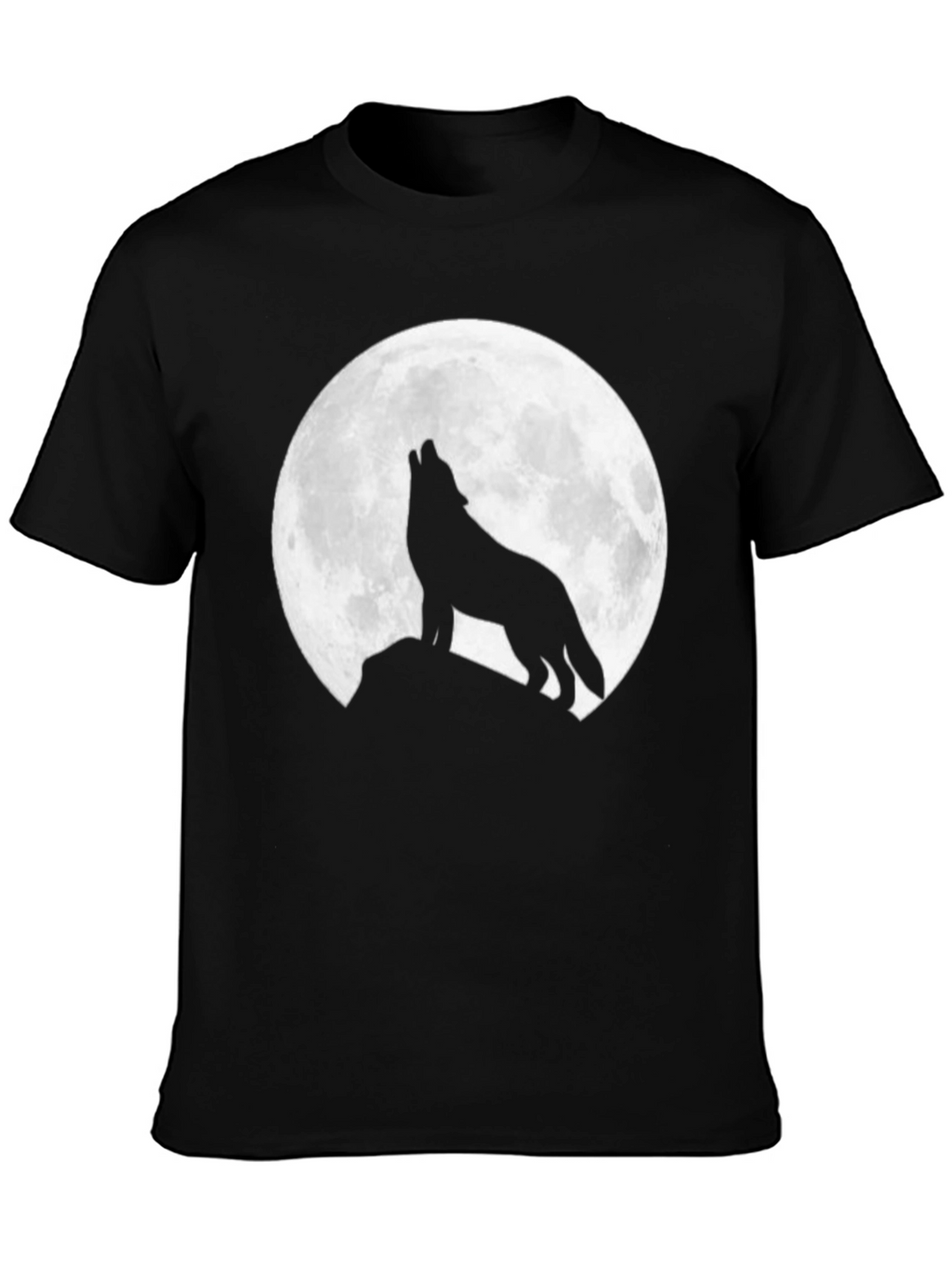 Wolf Moon Graphic Tee - Black Crew Neck T-Shirt
