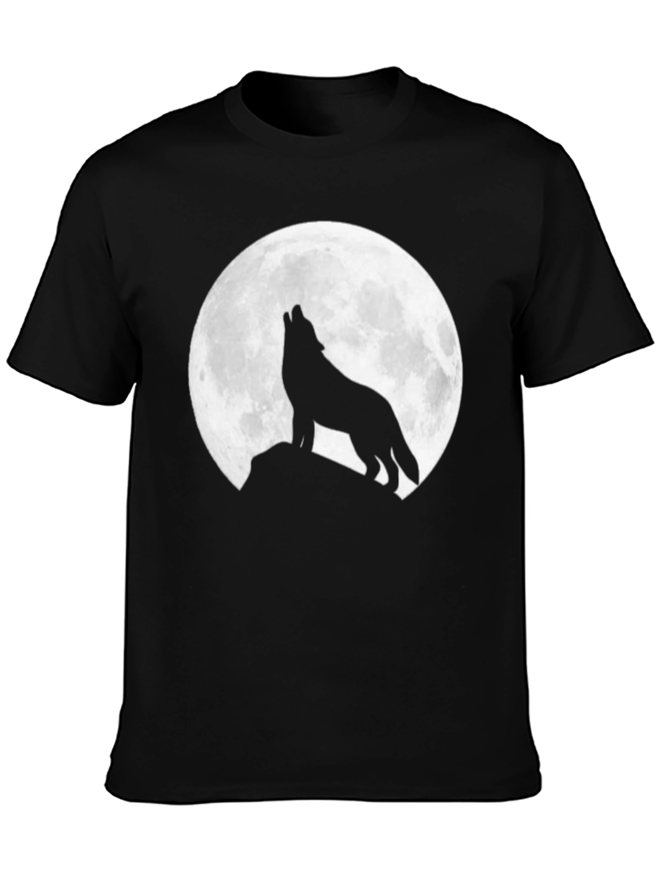 Wolf Moon Graphic Tee - Black Crew Neck T-Shirt