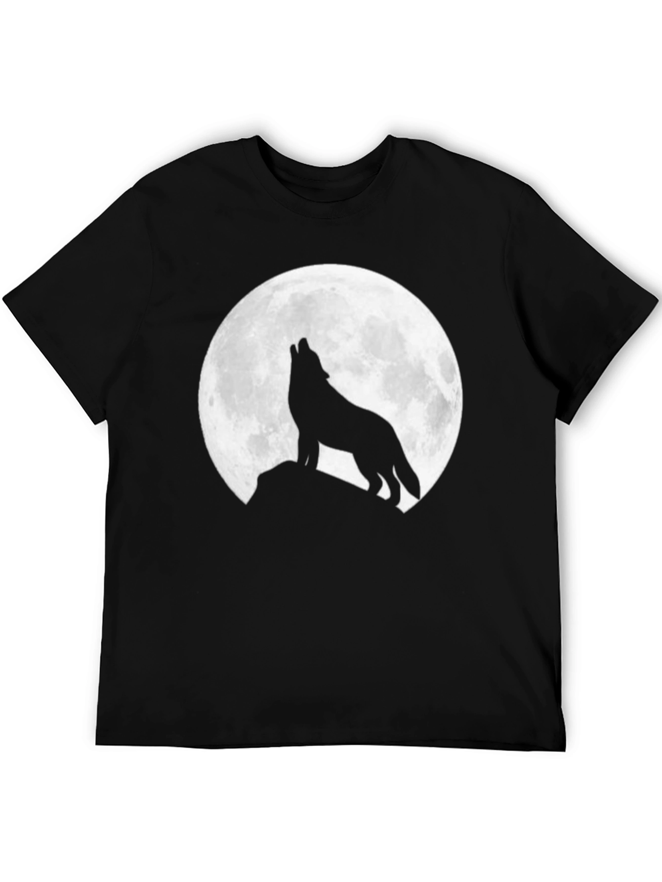 Wolf Moon Graphic Tee - Black Crew Neck T-Shirt