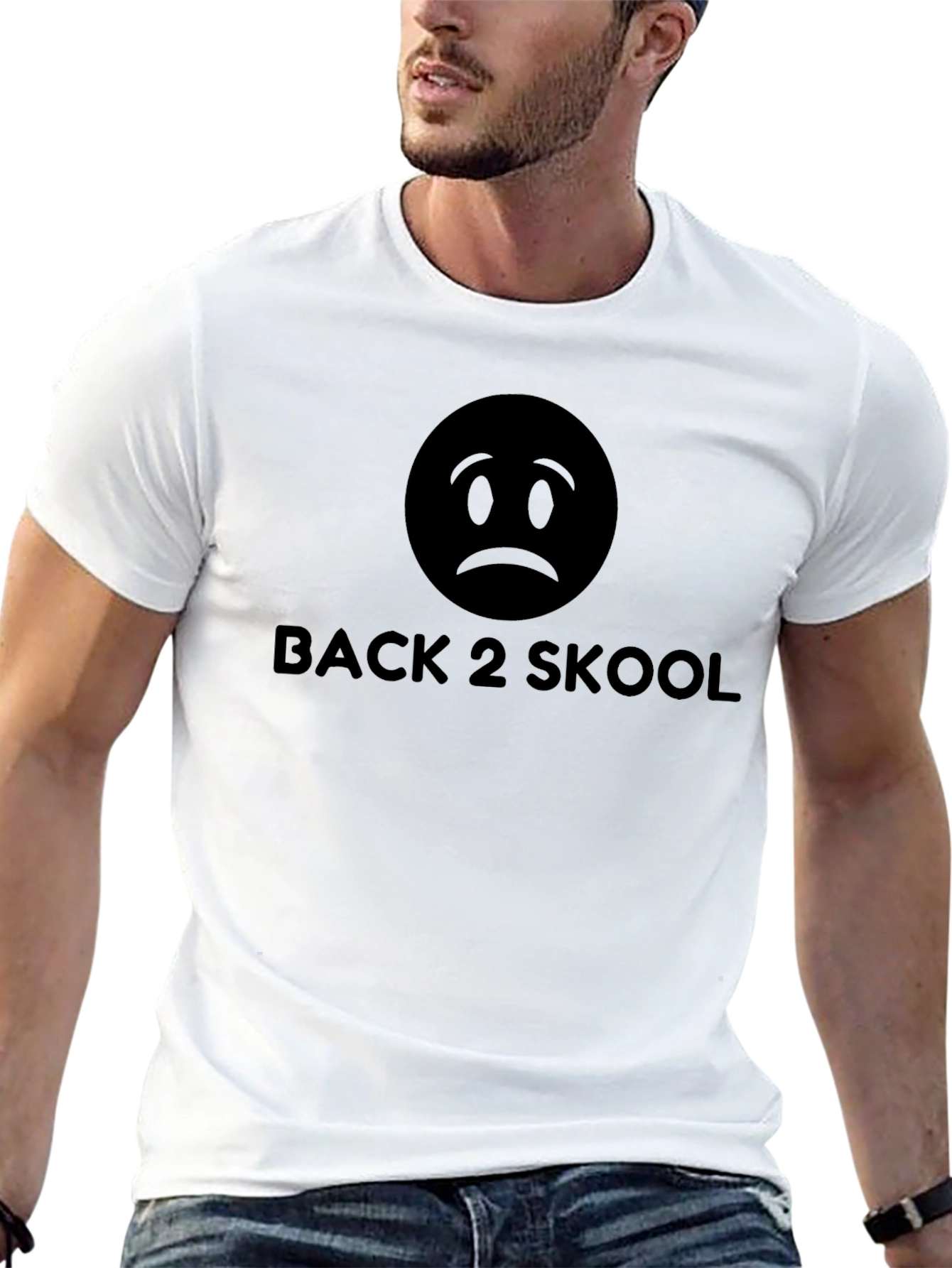 Back 2 Skool Graphic T-Shirt - Sad Emoji