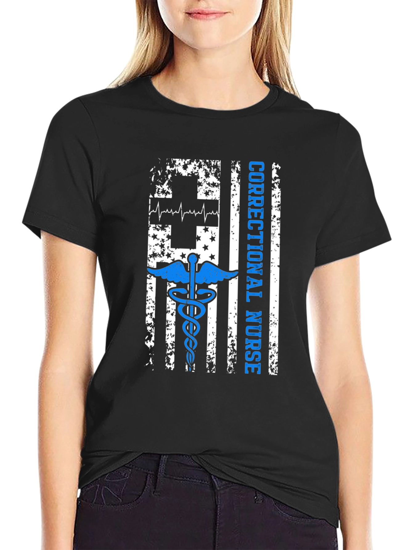 Correctional Nurse American Flag Graphic T-Shirt