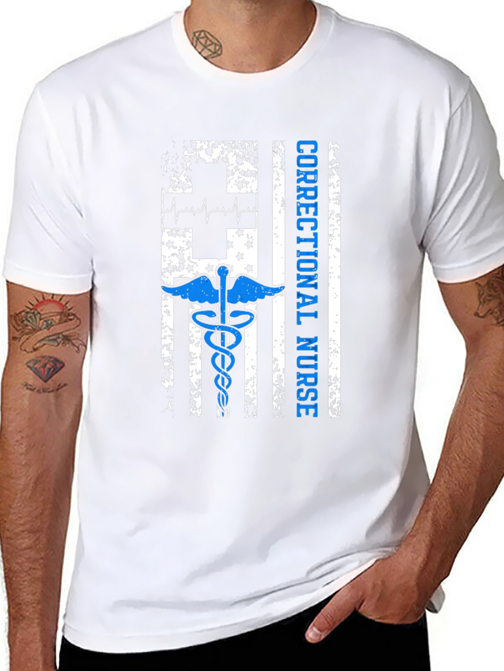 Correctional Nurse American Flag Graphic T-Shirt