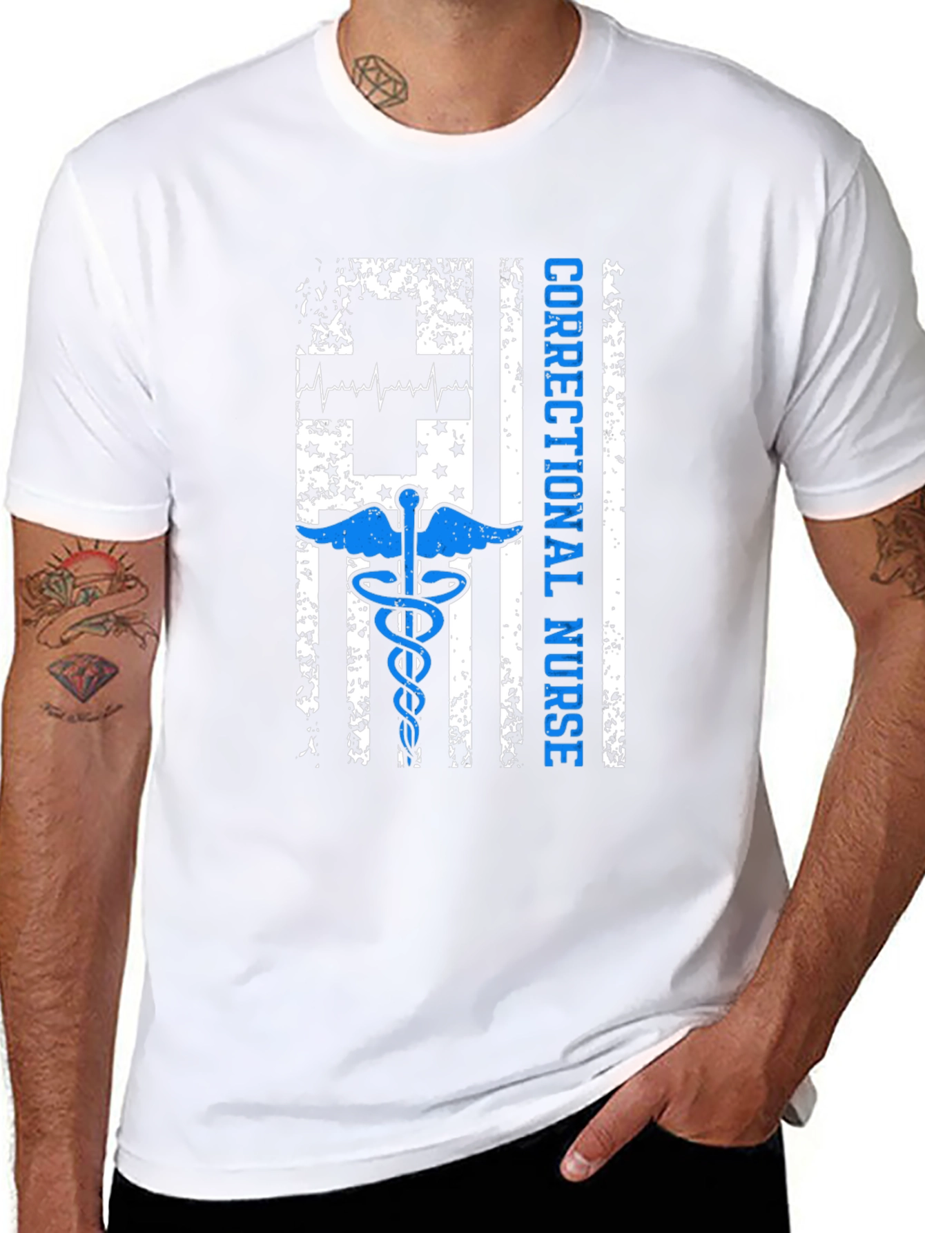 Correctional Nurse American Flag Graphic T-Shirt