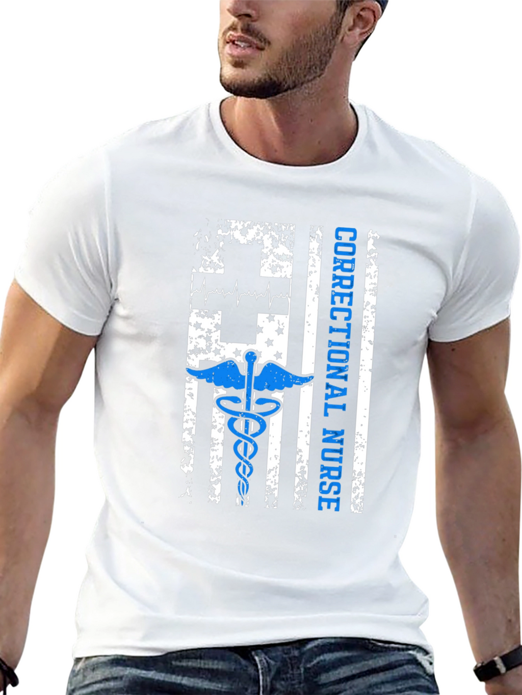 Correctional Nurse American Flag Graphic T-Shirt