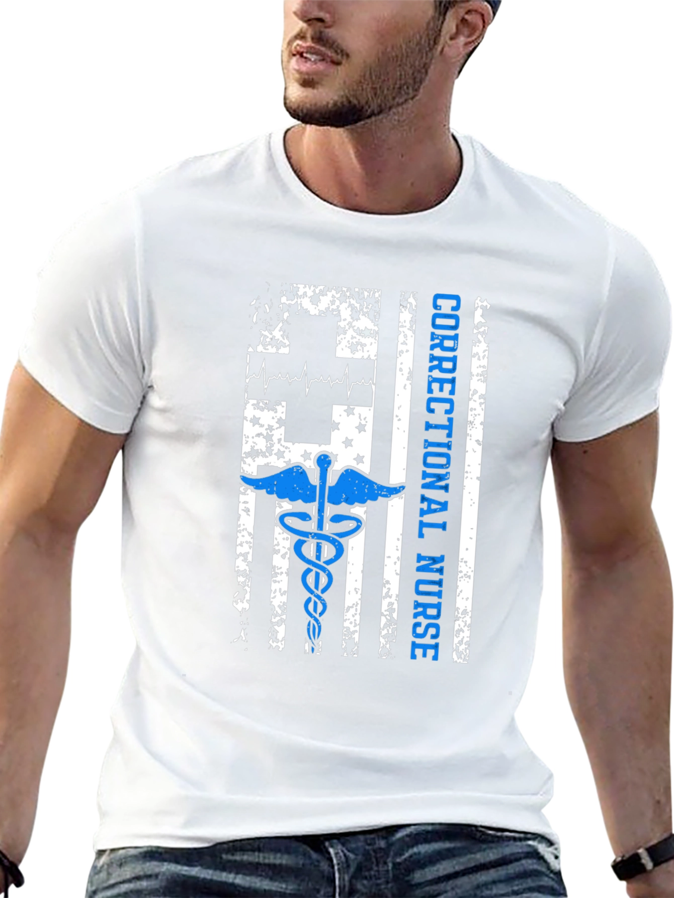 Correctional Nurse American Flag Graphic T-Shirt
