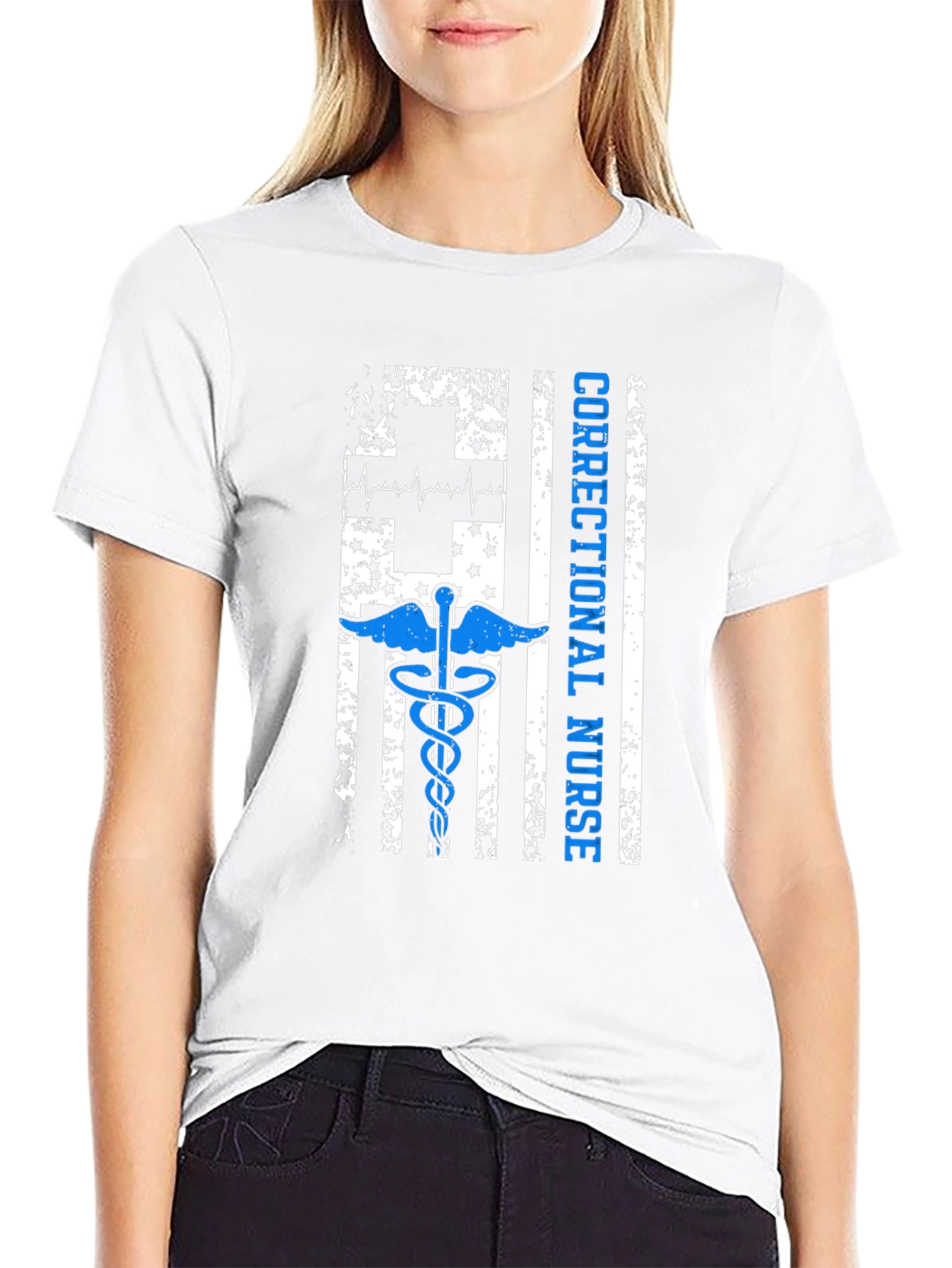 Correctional Nurse American Flag Graphic T-Shirt