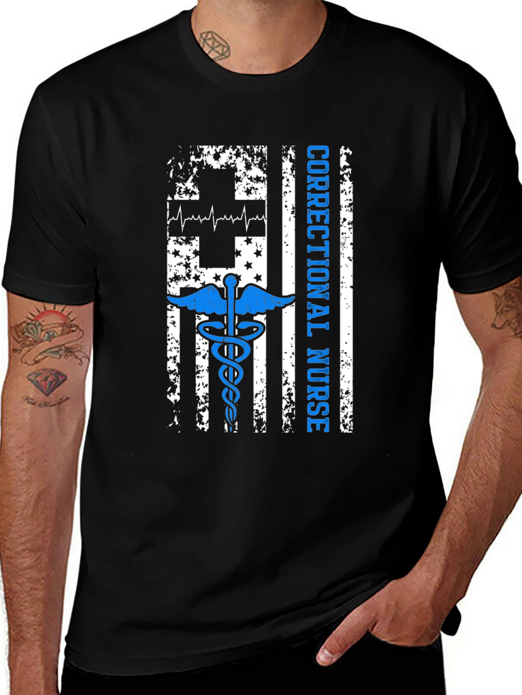 Correctional Nurse American Flag Graphic T-Shirt