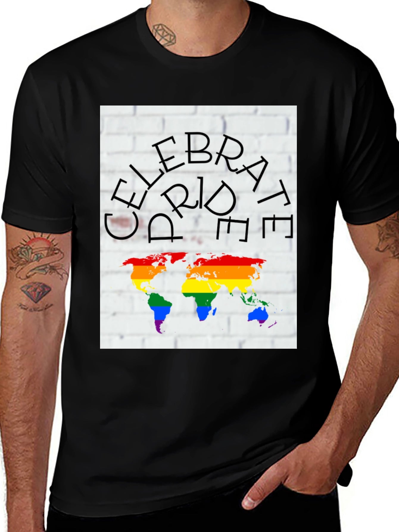 Celebrate Pride Rainbow World Map T-Shirt