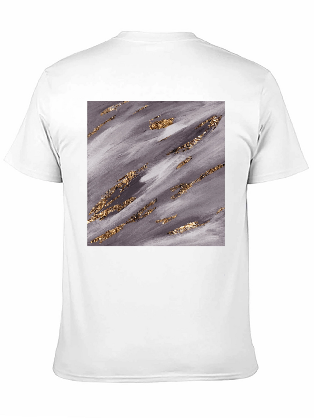 Abstract Gold Foil Print Black T-Shirt
