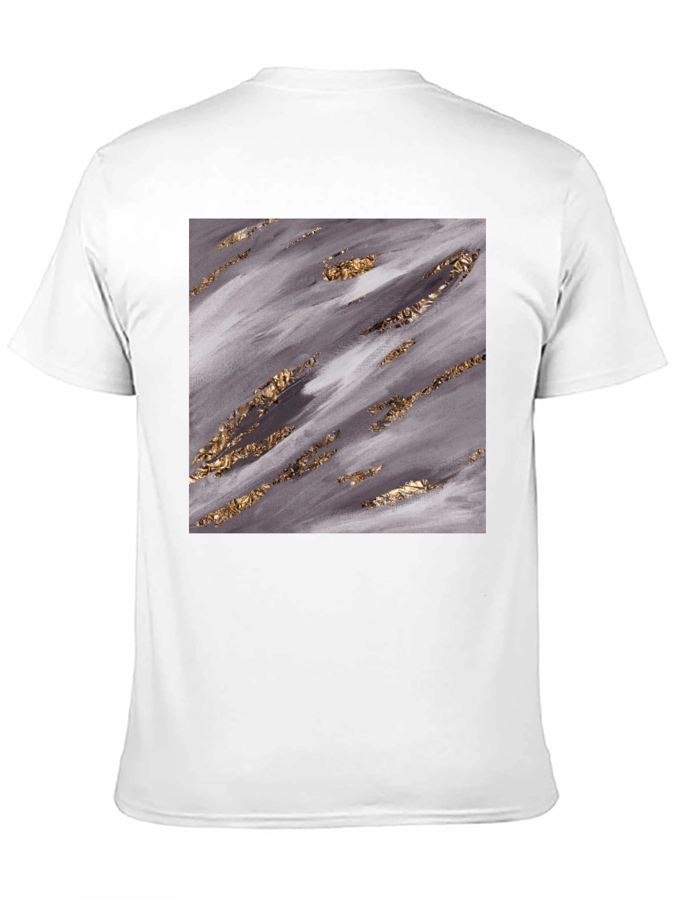Abstract Gold Foil Print Black T-Shirt