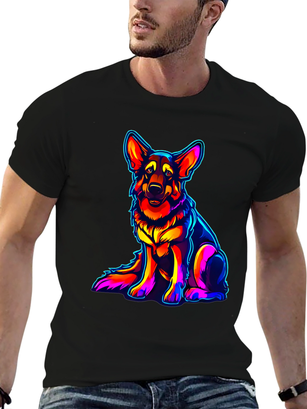 Neon German Shepherd Graphic Tee