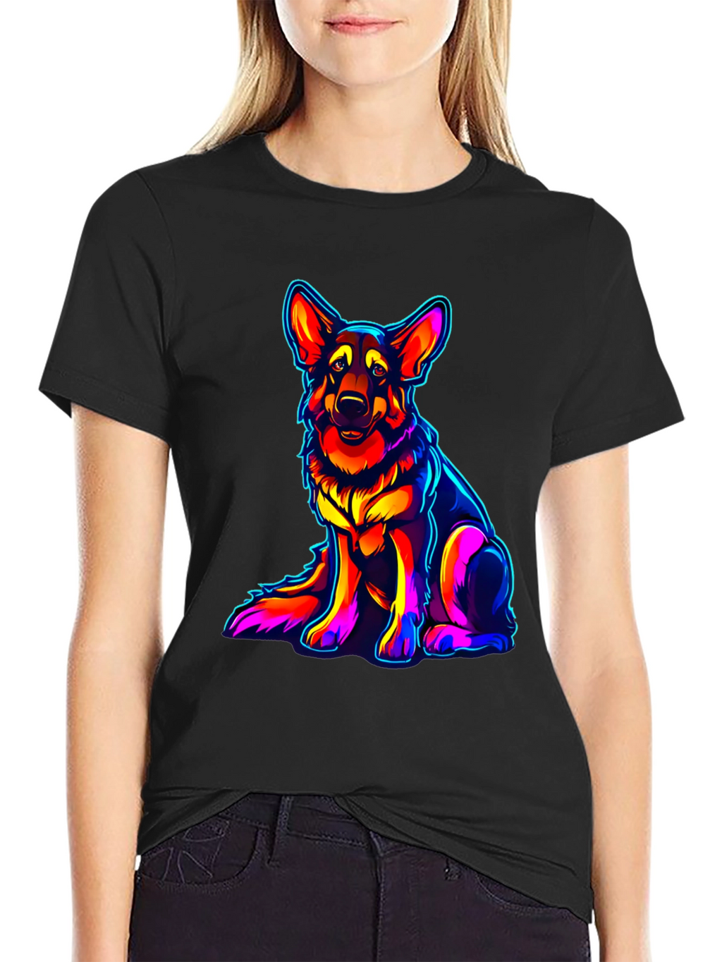 Neon German Shepherd Graphic Tee
