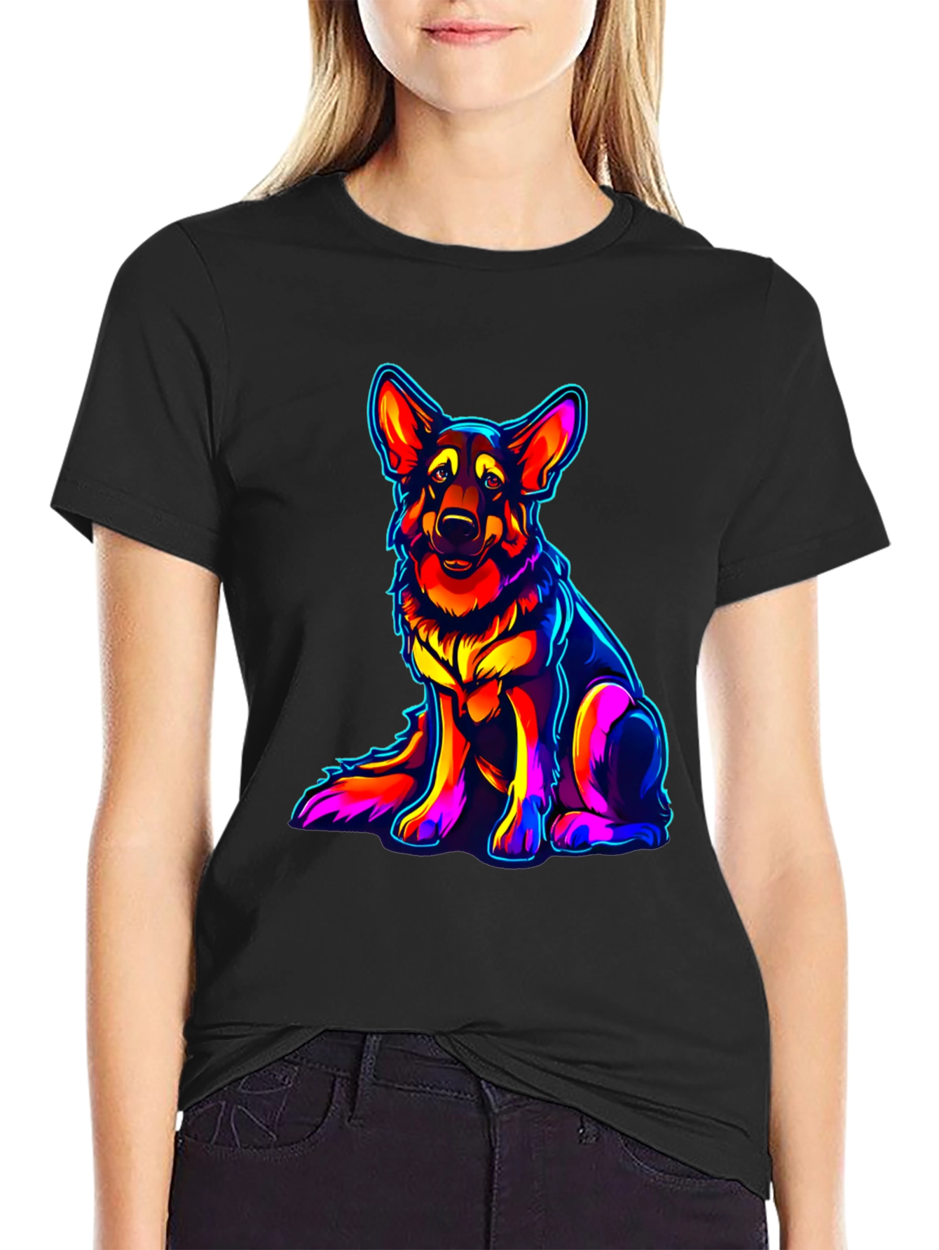 Neon German Shepherd Graphic Tee