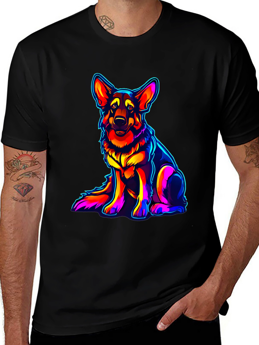 Neon German Shepherd Graphic Tee