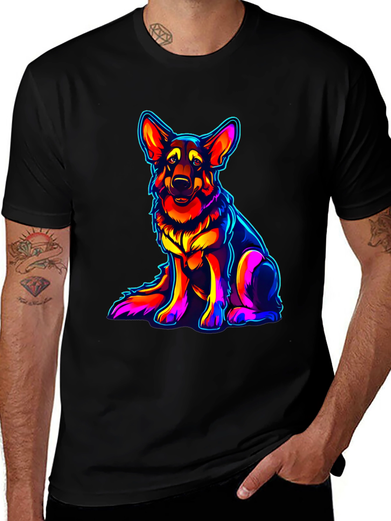 Neon German Shepherd Graphic Tee