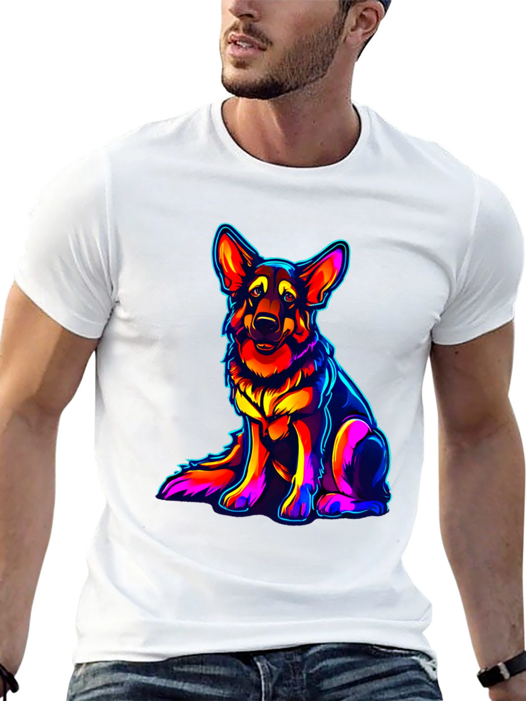 Neon German Shepherd Graphic Tee