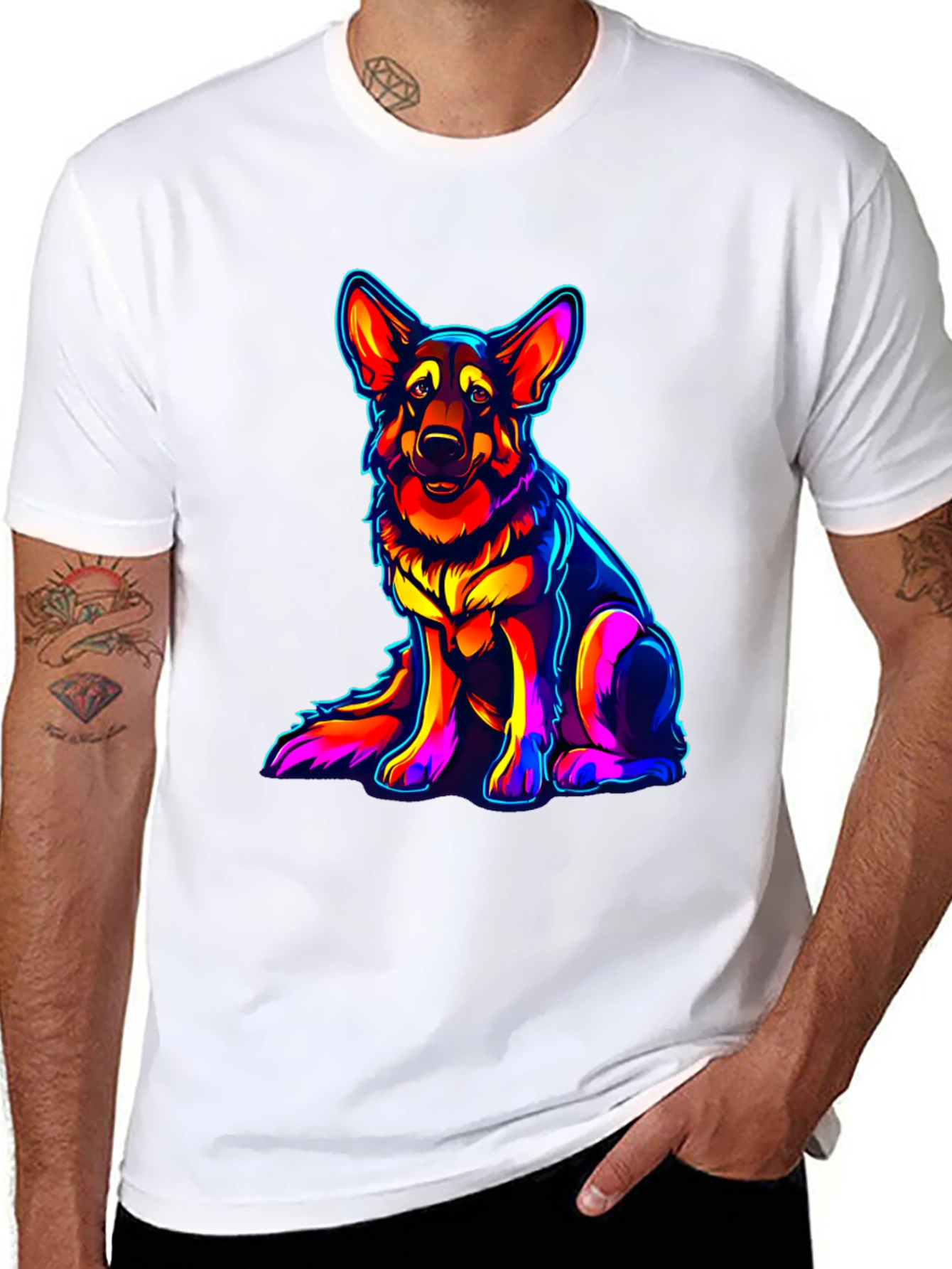 Neon German Shepherd Graphic Tee