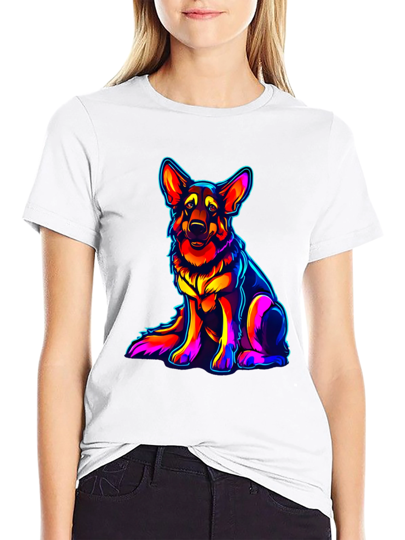 Neon German Shepherd Graphic Tee