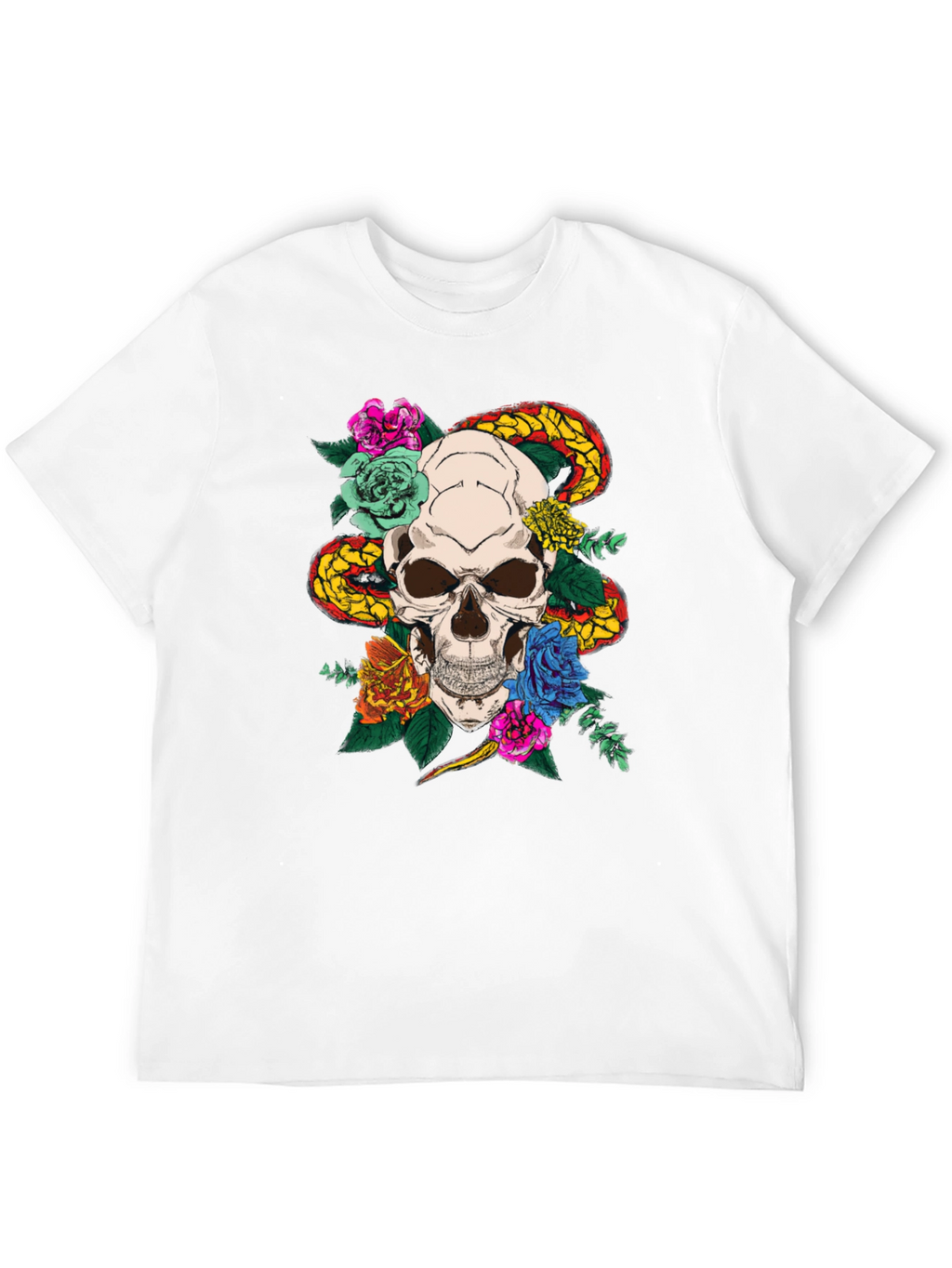 Skull & Snake Graphic T-Shirt - Edgy Style
