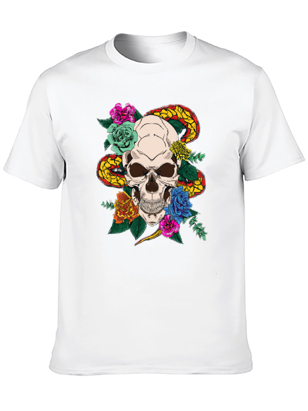 Skull & Snake Graphic T-Shirt - Edgy Style
