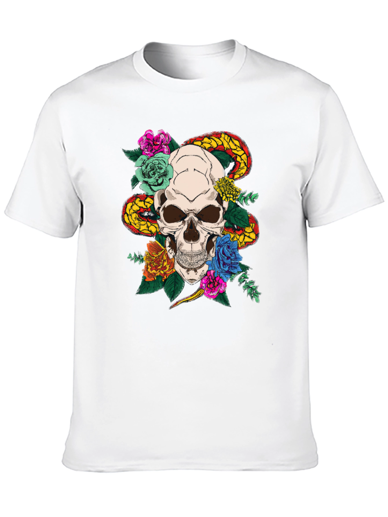 Skull & Snake Graphic T-Shirt - Edgy Style
