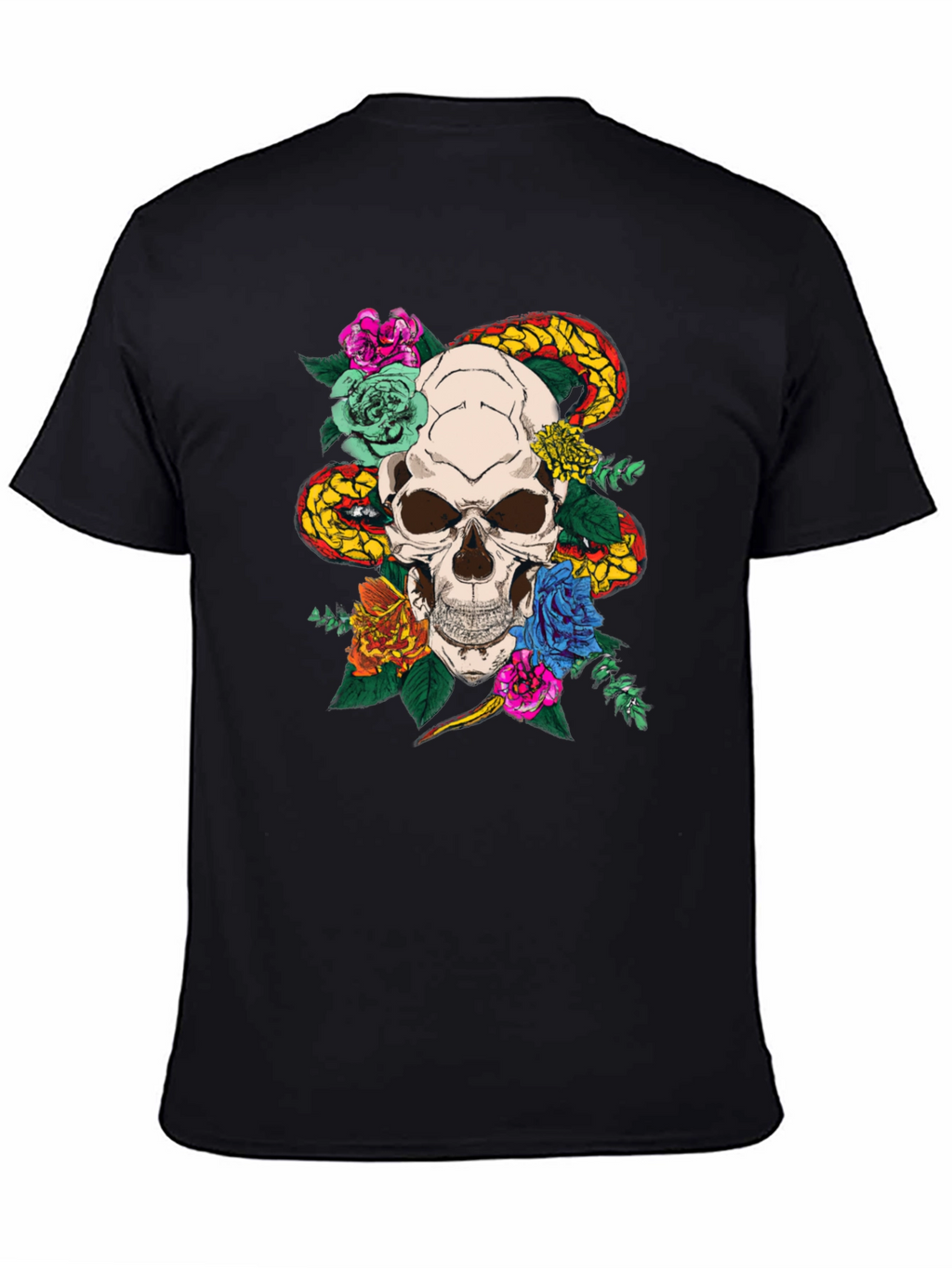 Skull & Snake Graphic T-Shirt - Edgy Style
