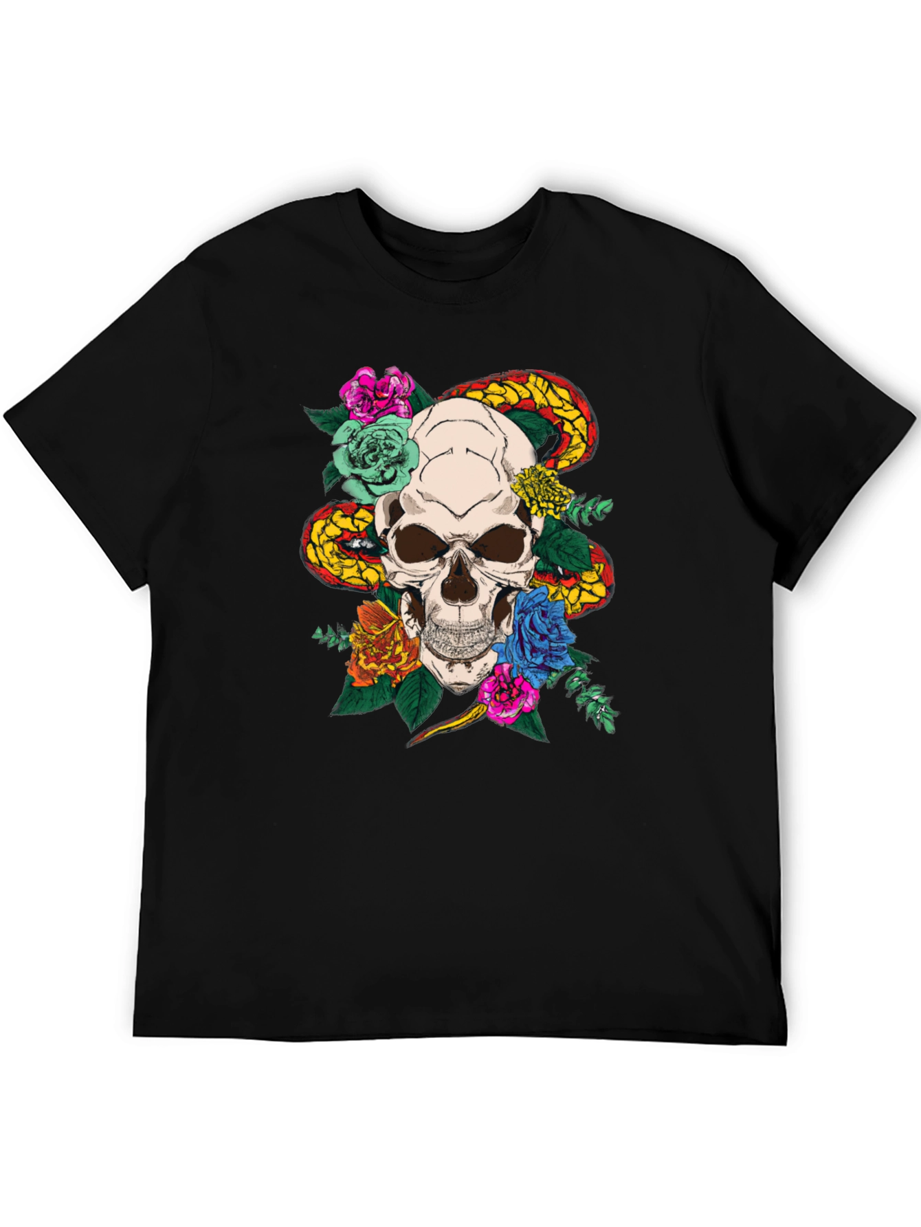Skull & Snake Graphic T-Shirt - Edgy Style