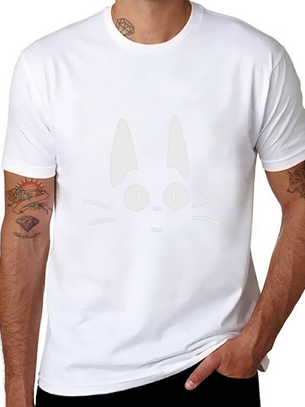Cute Cat Face Graphic Black T-Shirt