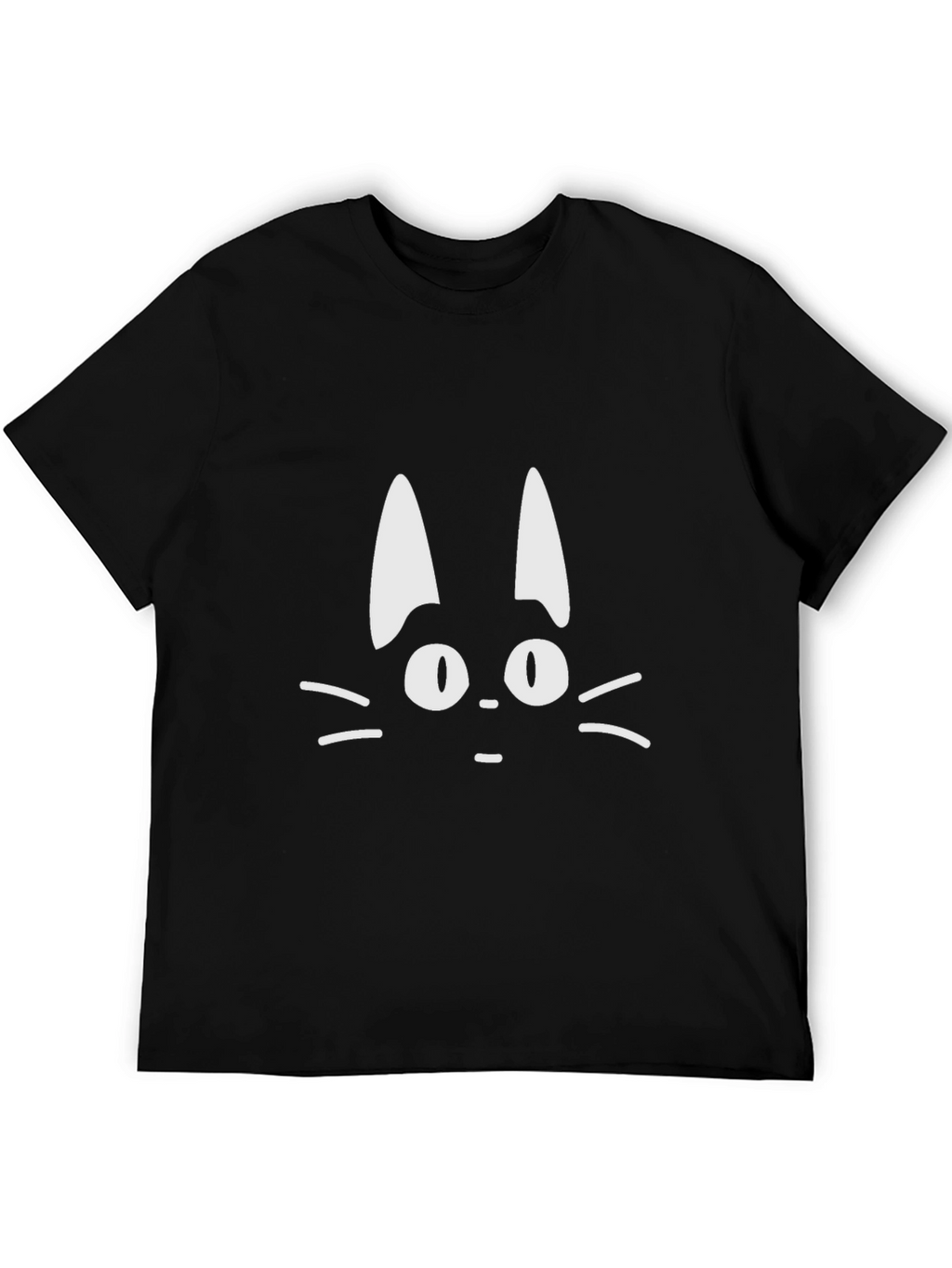 Cute Cat Face Graphic Black T-Shirt