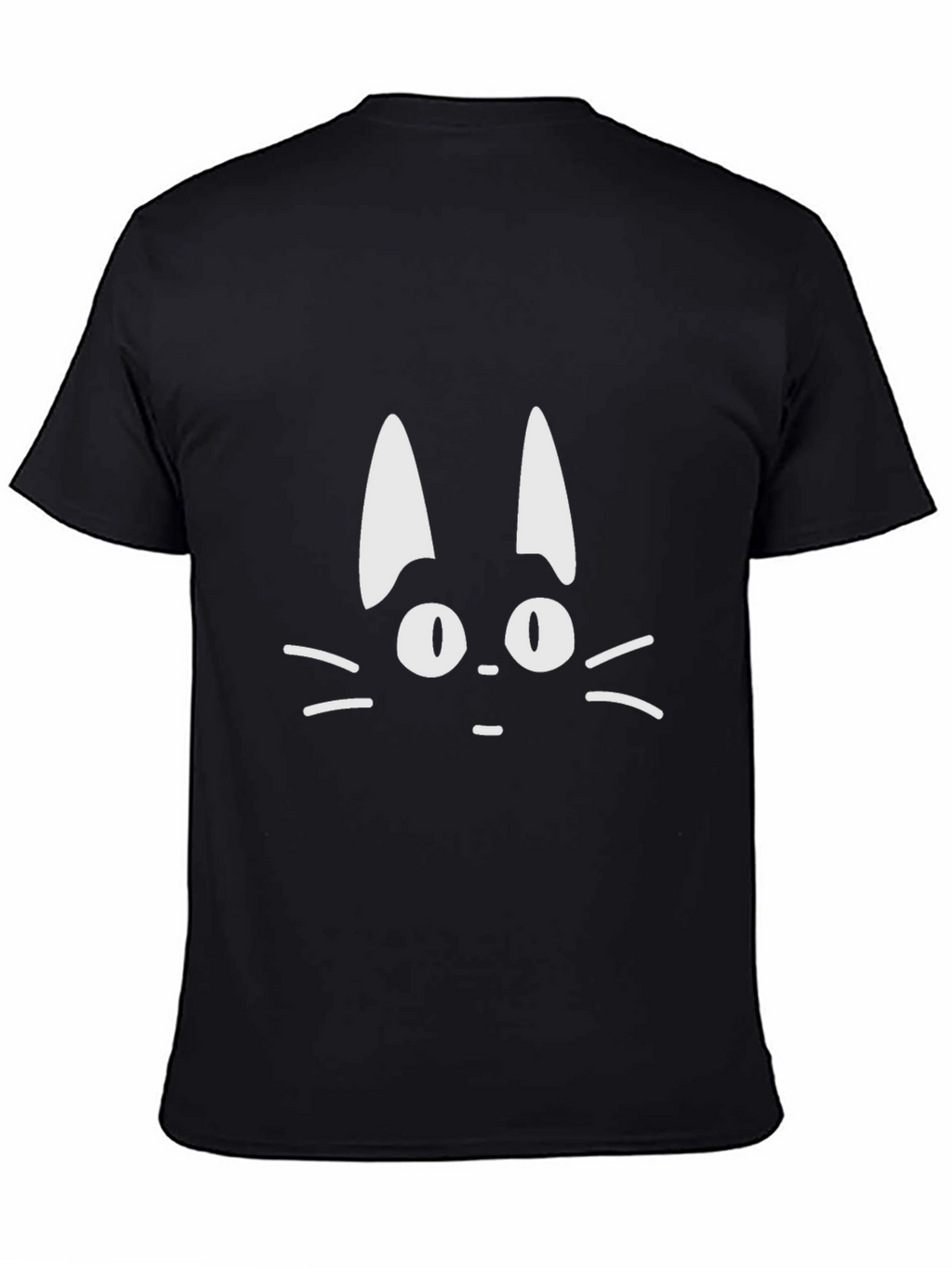 Cute Cat Face Graphic Black T-Shirt
