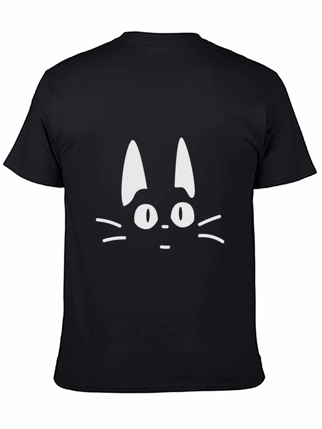 Cute Cat Face Graphic Black T-Shirt