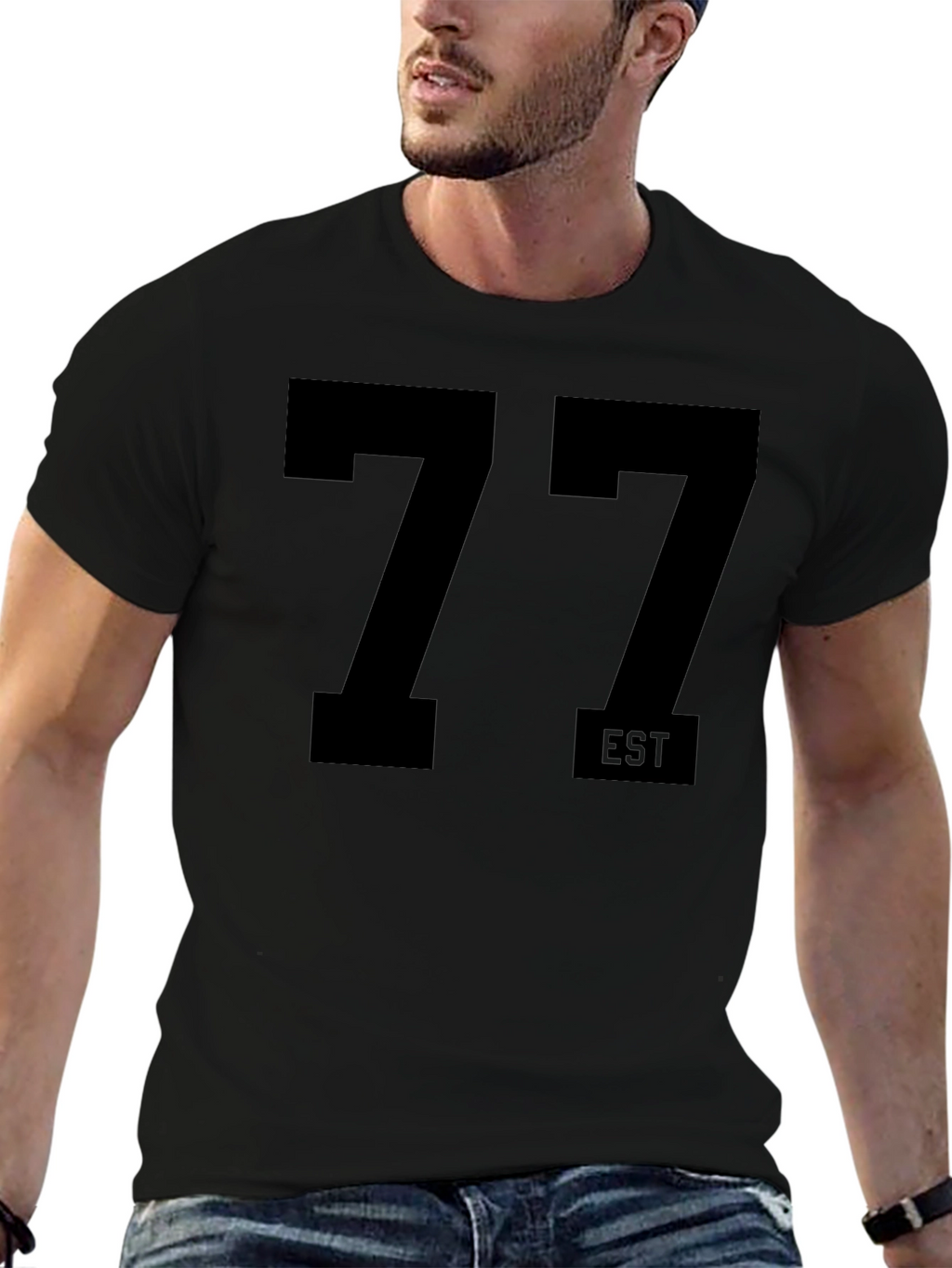 EST 77 Black Graphic Tee