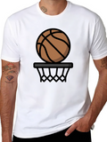 Basketball Graphic Tee - Black Cotton T-Shirt