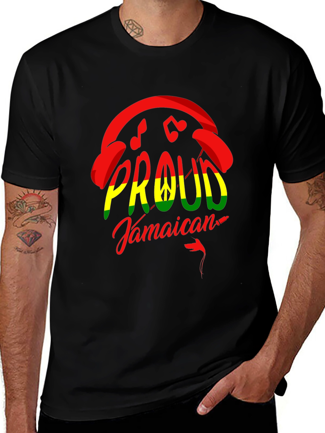 Proud Jamaican T-Shirt - Rasta Colors Music Lover Tee