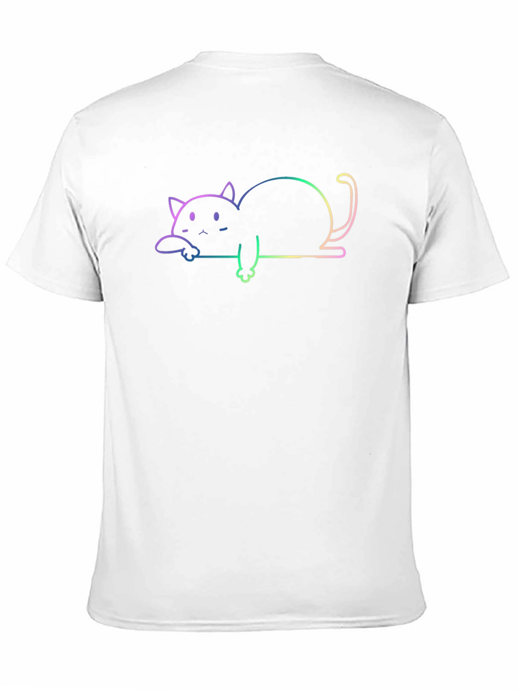 Rainbow Cat Outline Black T-Shirt