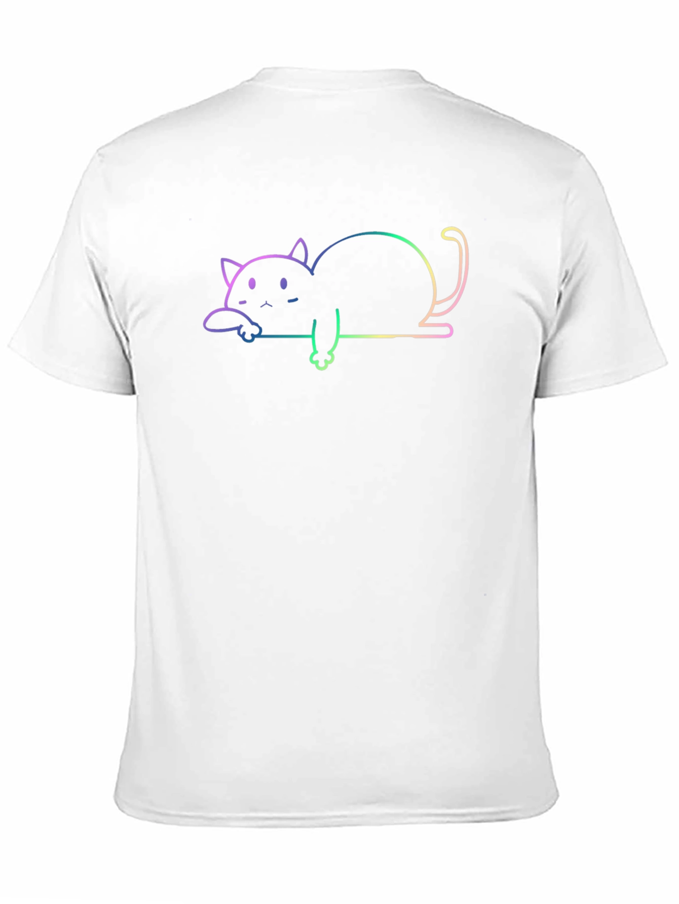 Rainbow Cat Outline Black T-Shirt