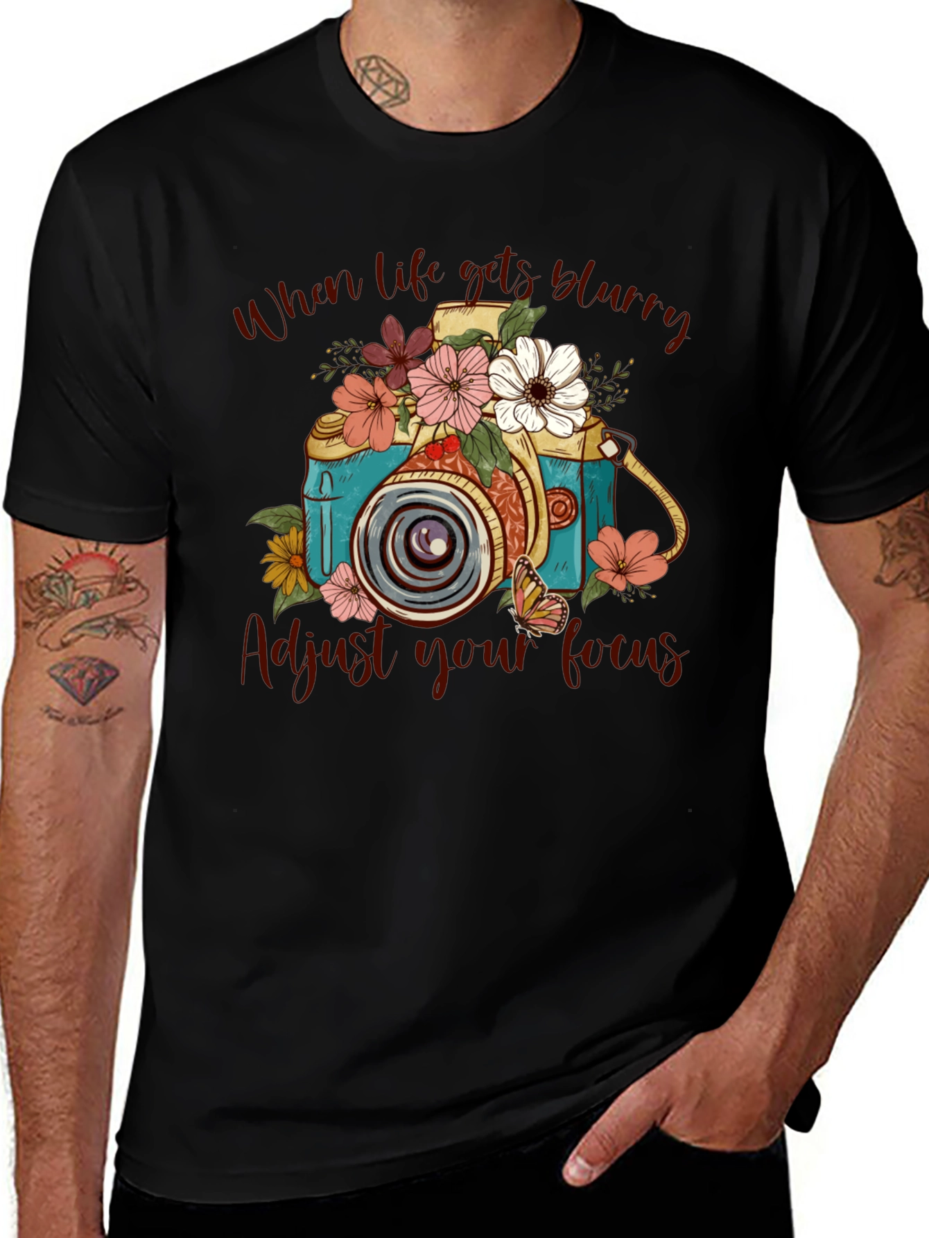 Floral Camera Graphic Tee - Adjust Your Focus