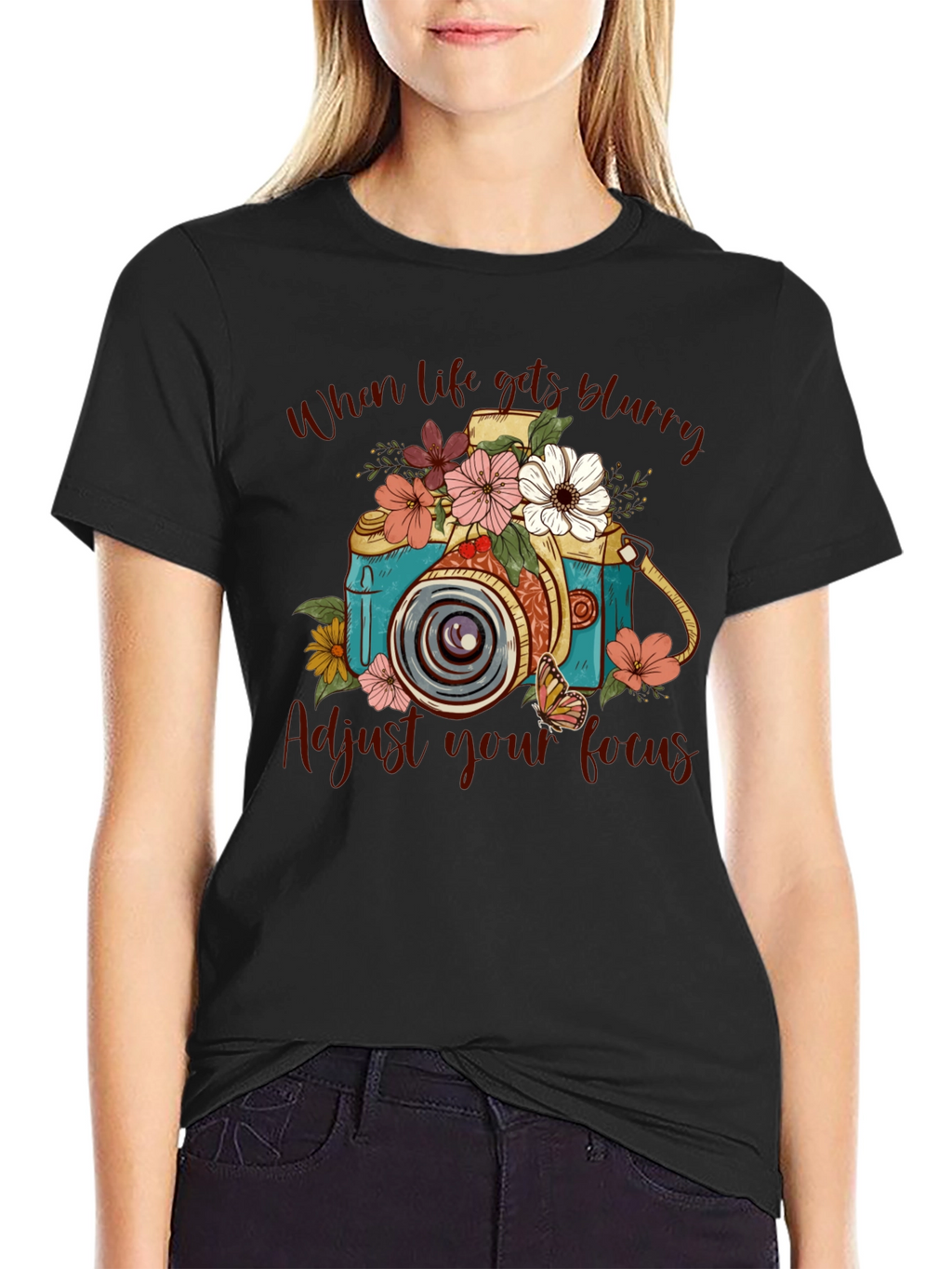 Floral Camera Graphic Tee - Adjust Your Focus